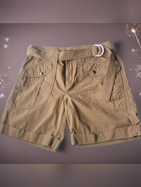 Lauren Ralph Lauren Classic Khaki Belted Utility Shorts Sz 2